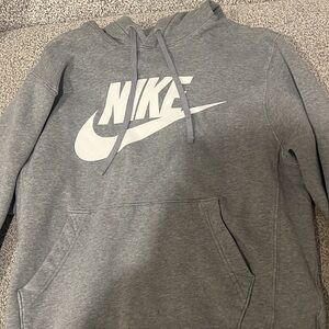 Nike Heather Gray Hoodie with White Logo